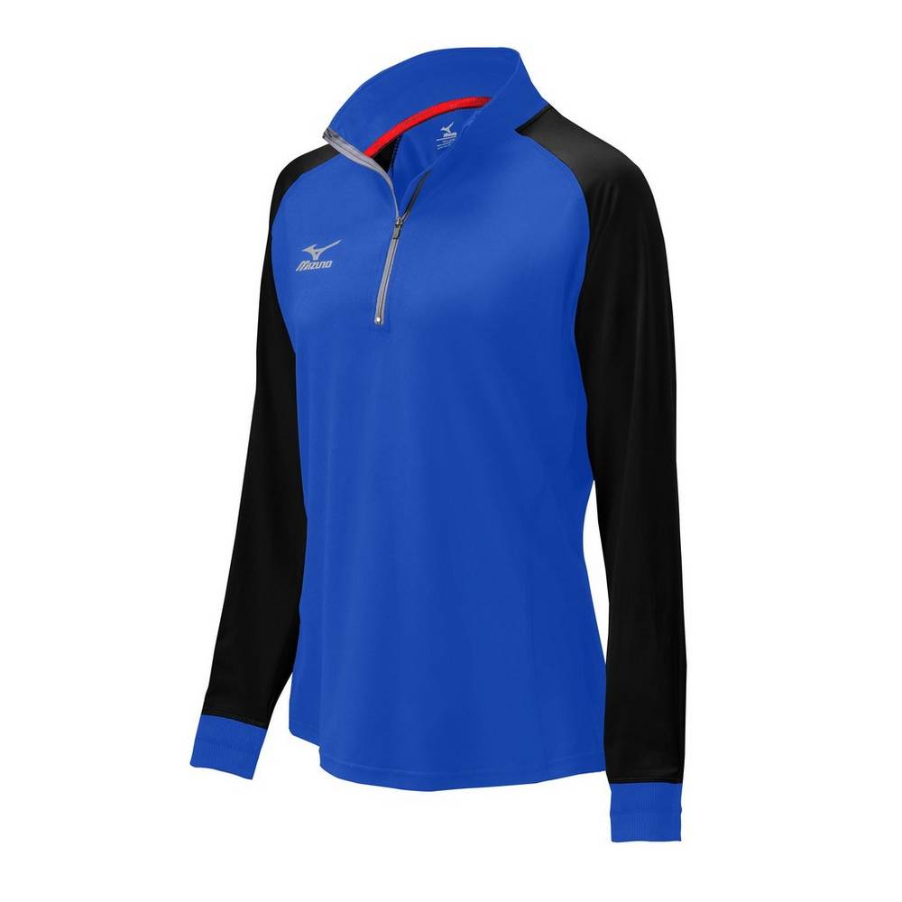 Casaco Mizuno Voleibol Prime 1/2 Zip - Mulher - Azul Marinho/Pretas - WGAKB6487